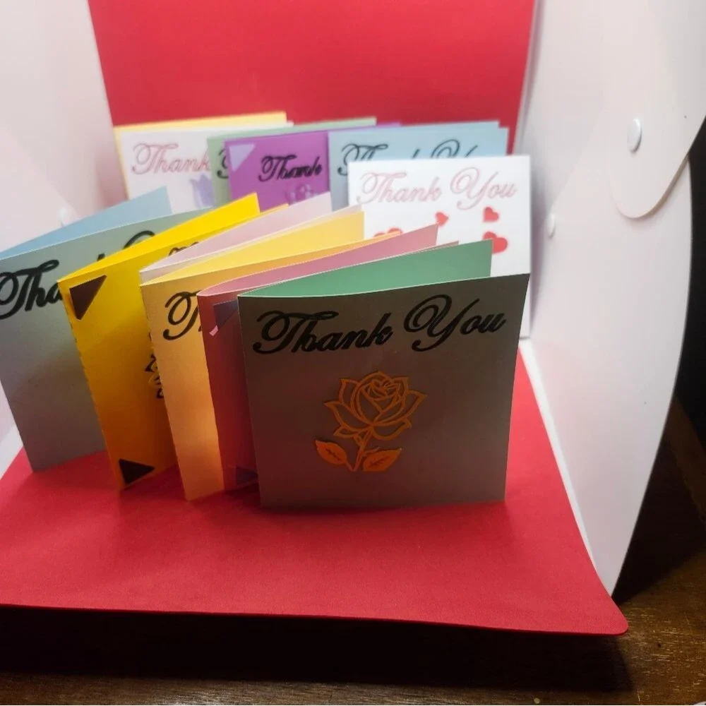 Hand Crafted Colorful Thank You Cards Set of 12